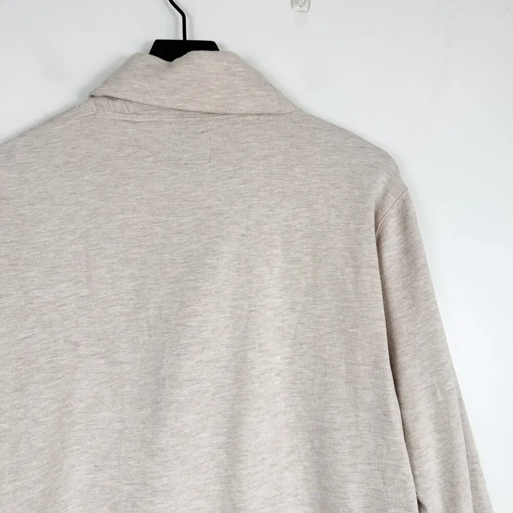 J.Crew Mens Authentic Fleece Cardigan Sweater Beige Taupe - L